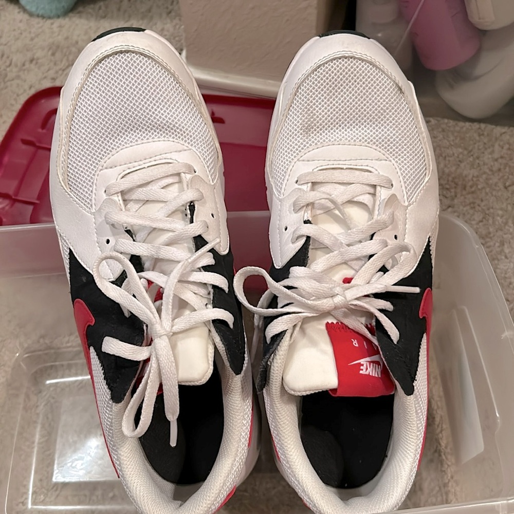 Nikes. White, red, black and gray